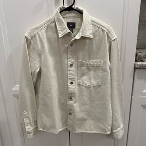 H&M cream canvas shirt jacket